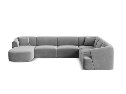 Campi Modular Panoramic Corner Sofa, 7 Seats, 330x255 cm — Grey / Right