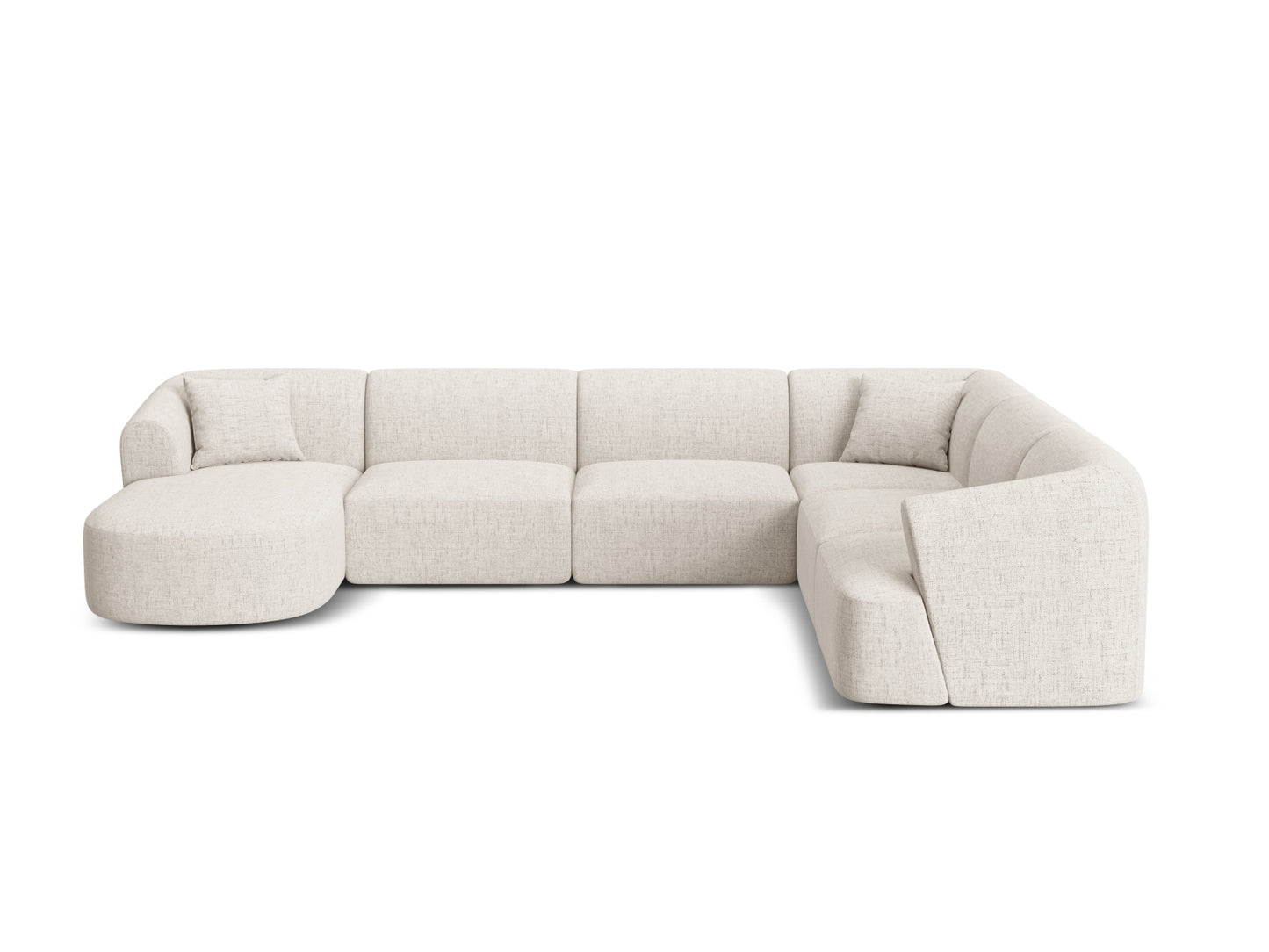 Campi Modular Panoramic Corner Sofa, 7 Seats, 330x255 cm — Light Beige / Right