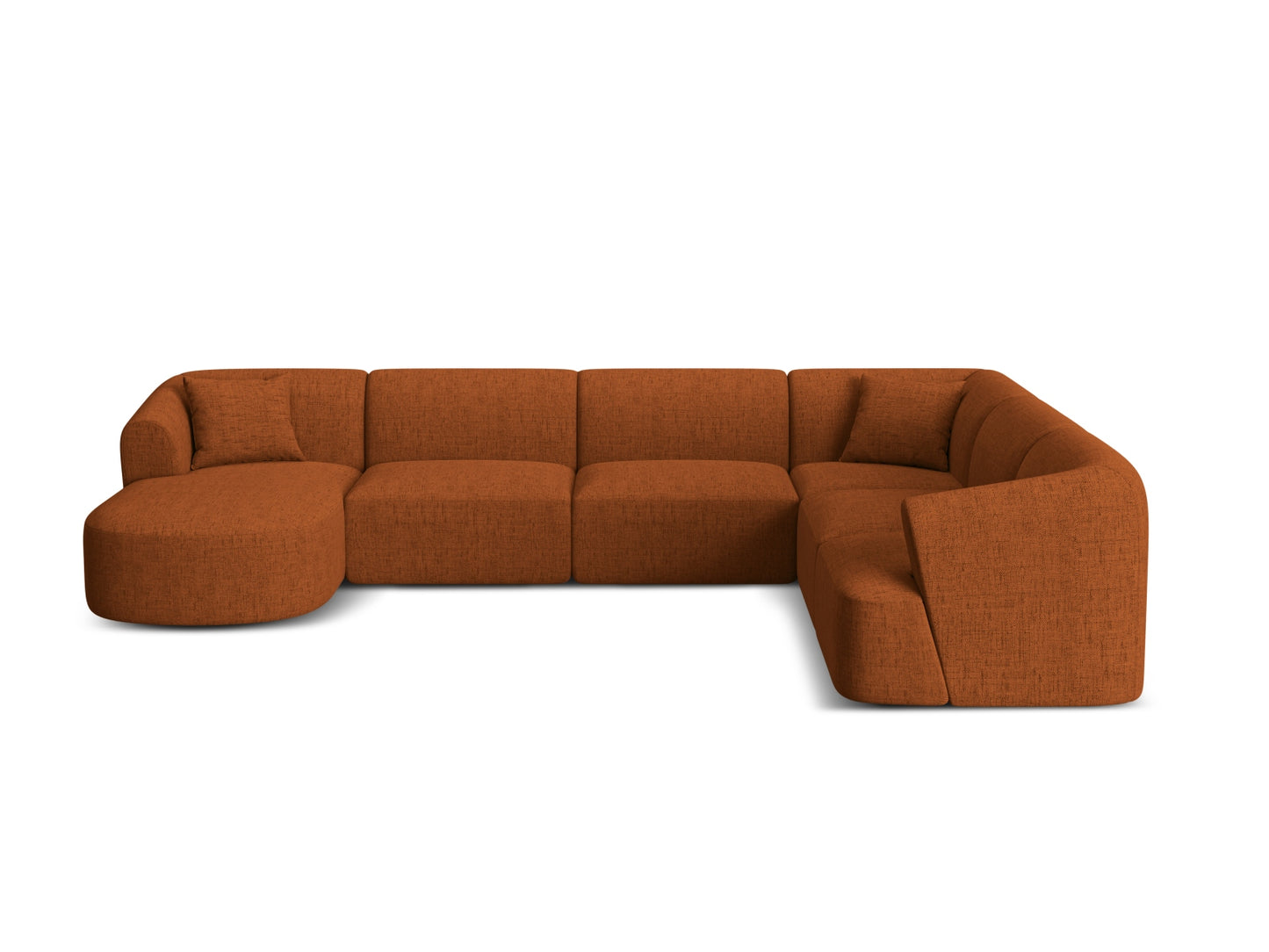 Campi Modular Panoramic Corner Sofa, 7 Seats, 330x255 cm — Brick / Right