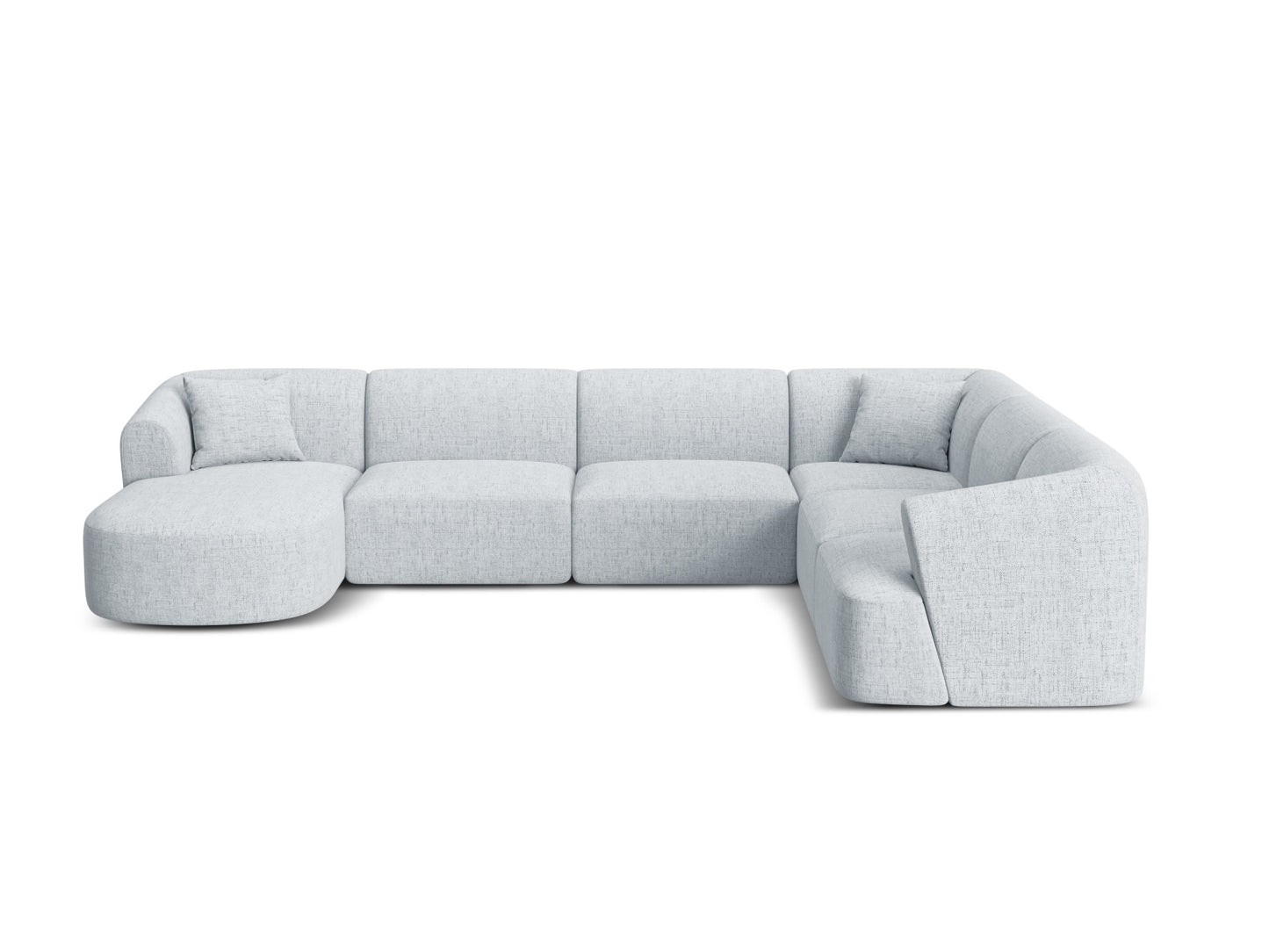 Campi Modular Panoramic Corner Sofa, 7 Seats, 330x255 cm — Light Grey / Right