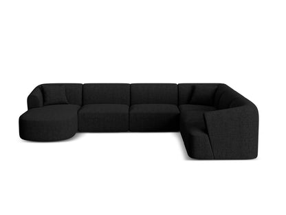 Campi Modular Panoramic Corner Sofa, 7 Seats, 330x255 cm — Black / Right