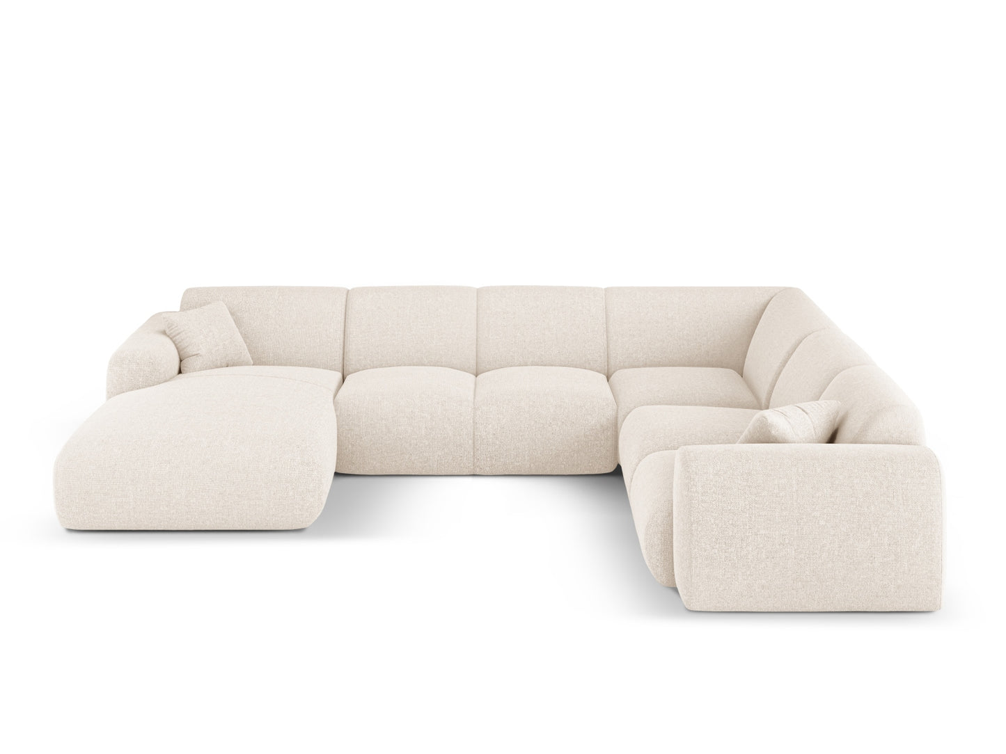 Nolio Panoramic Corner Sofa, 6 Seats, 342x252 cm — Light Beige / Right