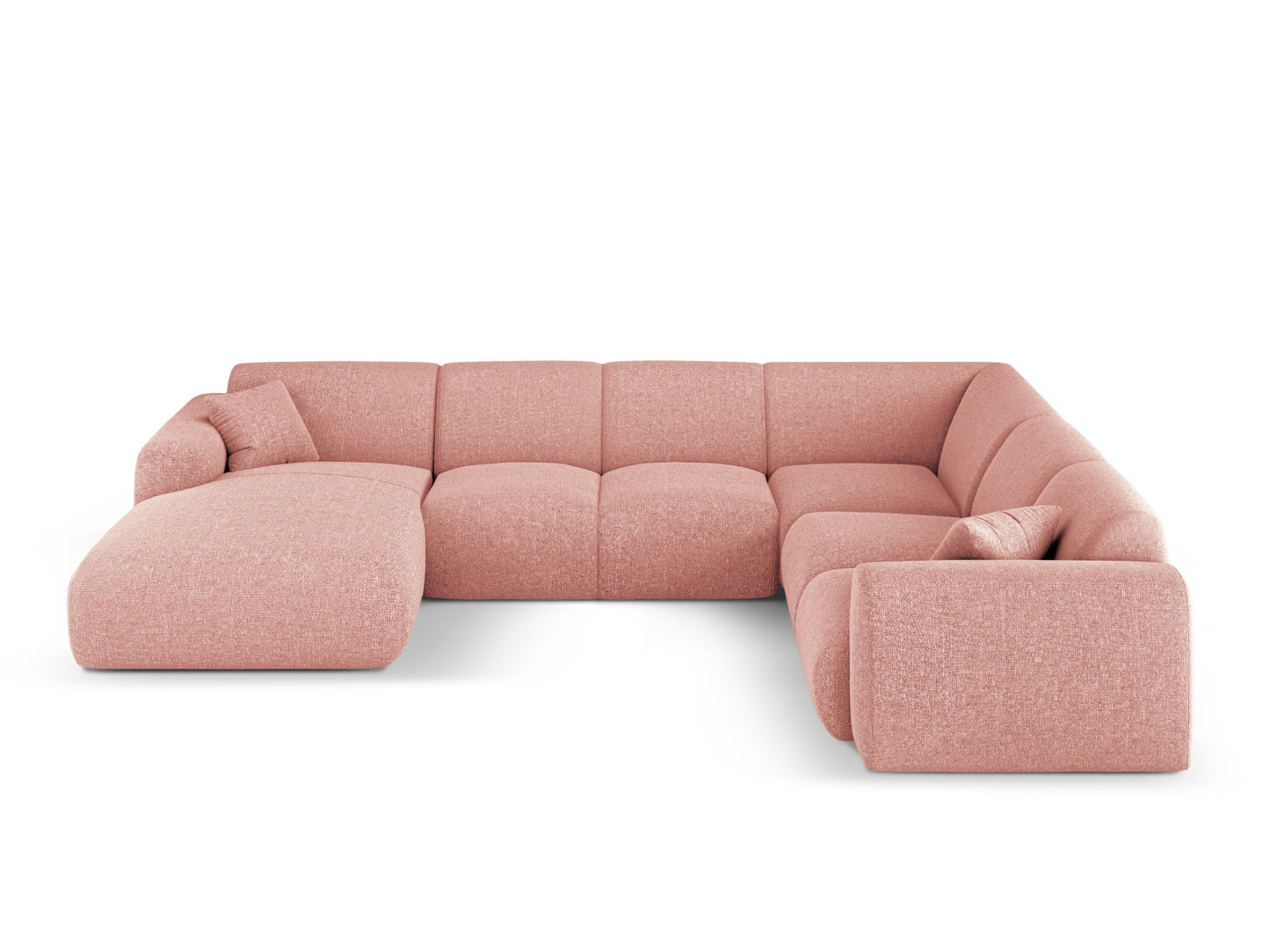 Nolio Panoramic Corner Sofa, 6 Seats, 342x252 cm — Pink / Right