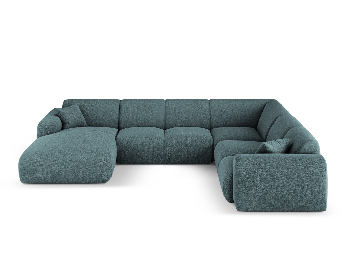 Nolio Panoramic Corner Sofa, 6 Seats, 342x252 cm — Petrol / Right