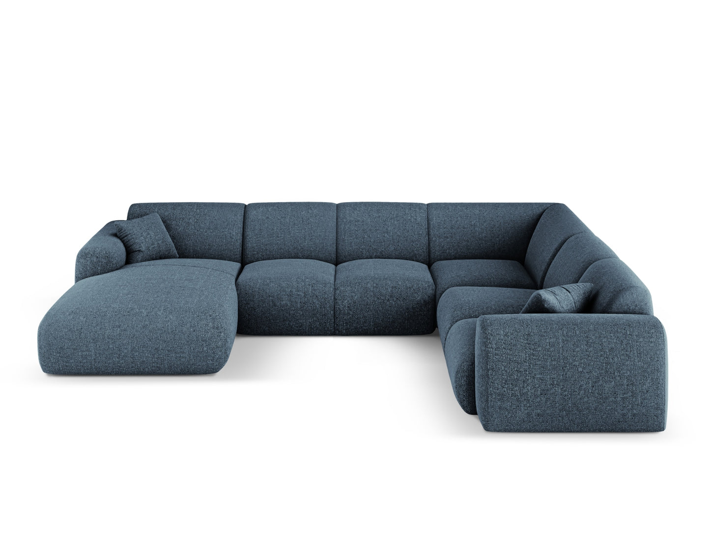 Nolio Panoramic Corner Sofa, 6 Seats, 342x252 cm — Royal Blue / Right