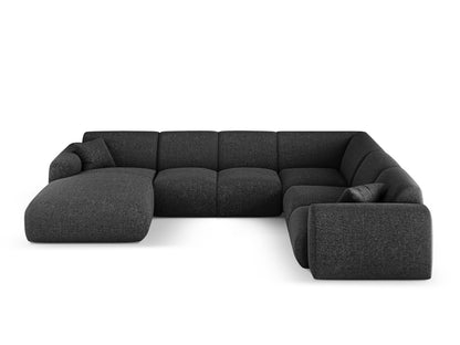 Nolio Panoramic Corner Sofa, 6 Seats, 342x252 cm — Black / Right