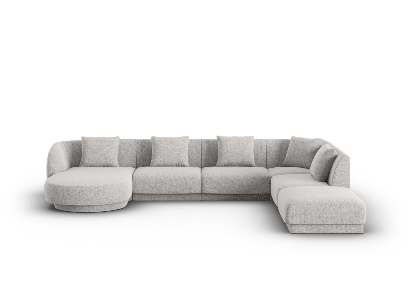 Tulum Panoramic Corner Sofa, 6 Seats, 330x255 cm — Light Grey / Right