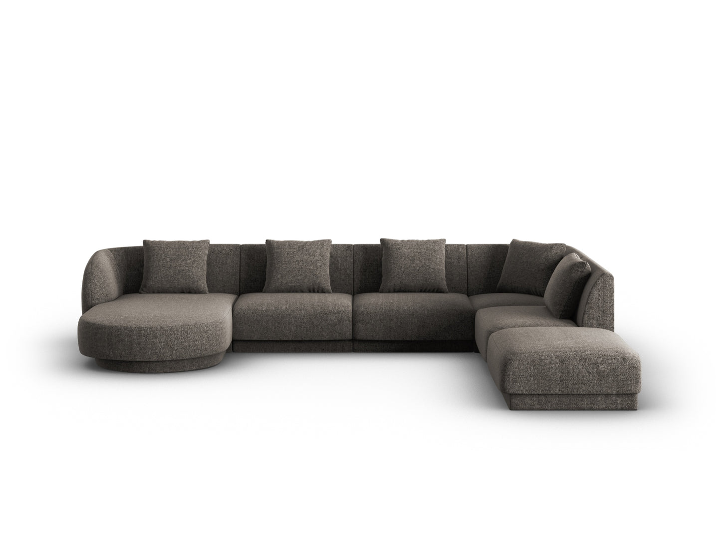 Tulum Panoramic Corner Sofa, 6 Seats, 330x255 cm — Grey / Right