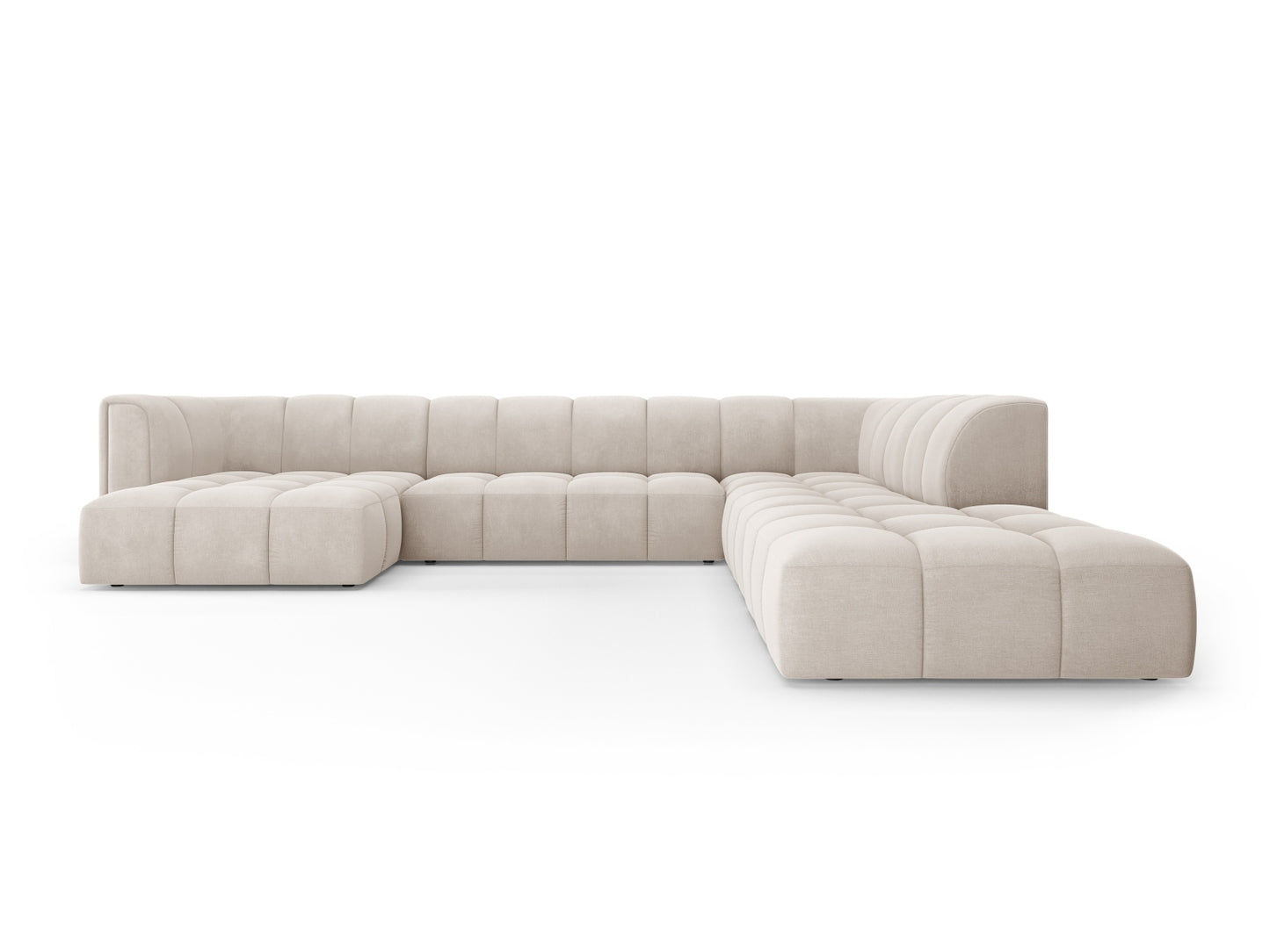 Moritz Modular Panoramic Corner Sofa, 7 Seats, 329x276 cm — Beige / Right