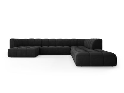 Moritz Modular Panoramic Corner Sofa, 7 Seats, 329x276 cm — Black / Right