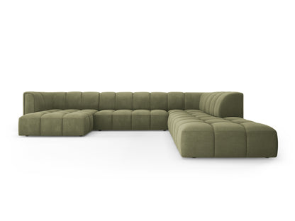 Moritz Modular Panoramic Corner Sofa, 7 Seats, 329x276 cm — Light Green / Right