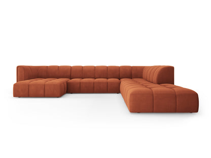 Moritz Modular Panoramic Corner Sofa, 7 Seats, 329x276 cm — Orange / Right