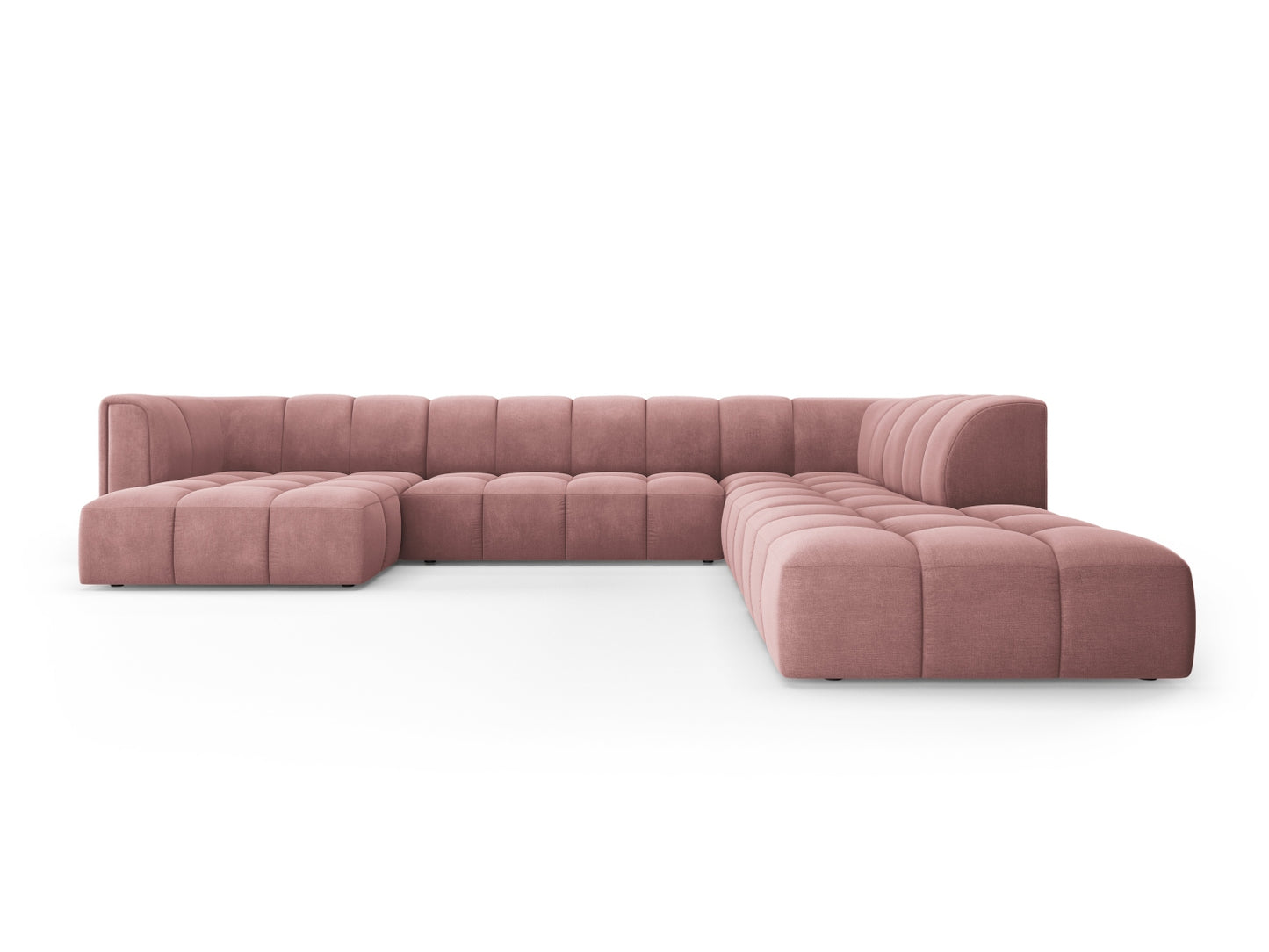 Moritz Modular Panoramic Corner Sofa, 7 Seats, 329x276 cm — Pink / Right