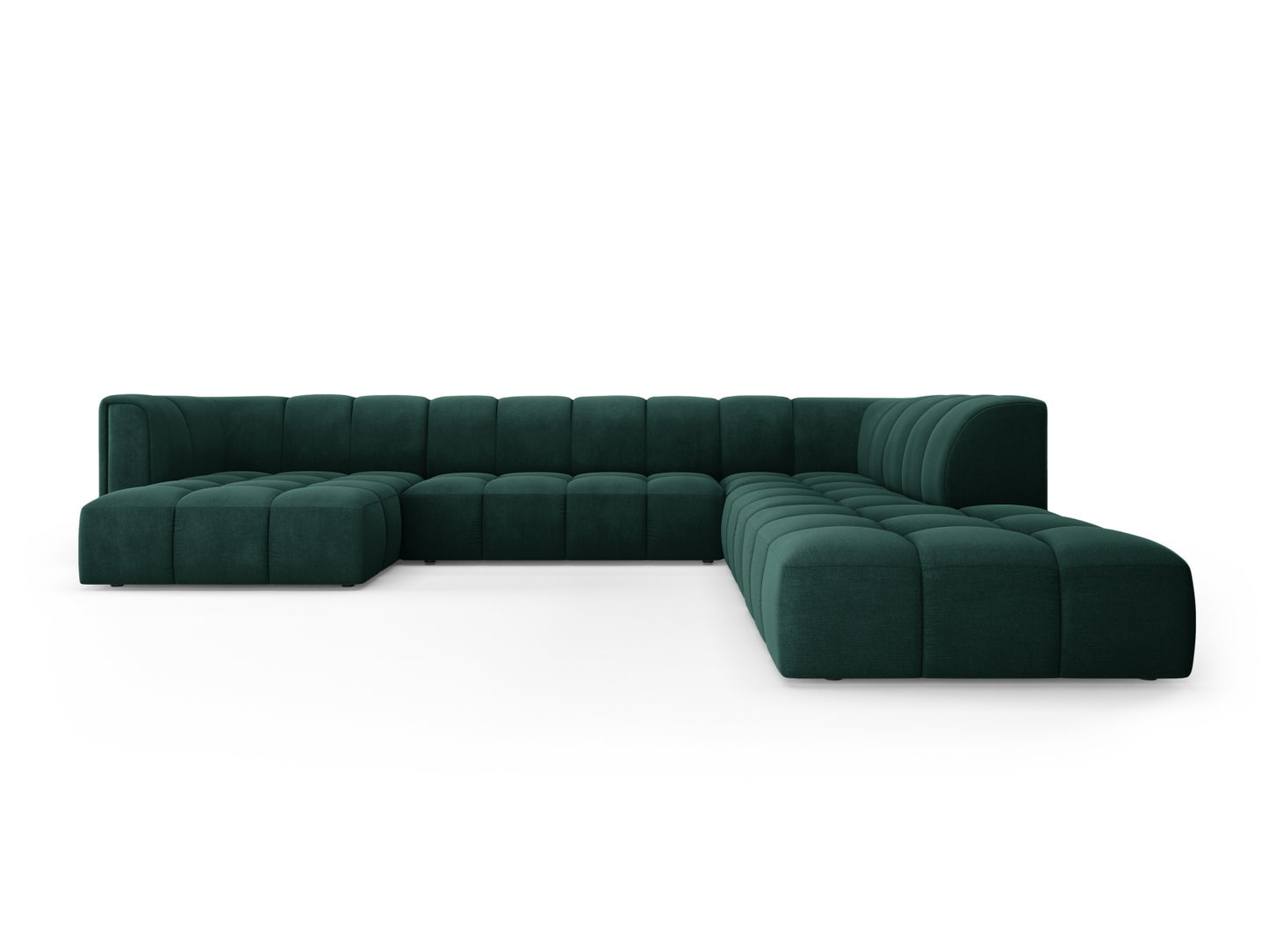 Moritz Modular Panoramic Corner Sofa, 7 Seats, 329x276 cm — Bottle Green / Right