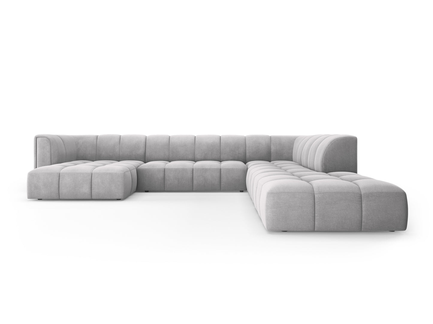 Moritz Modular Panoramic Corner Sofa, 7 Seats, 329x276 cm — Light Grey / Right
