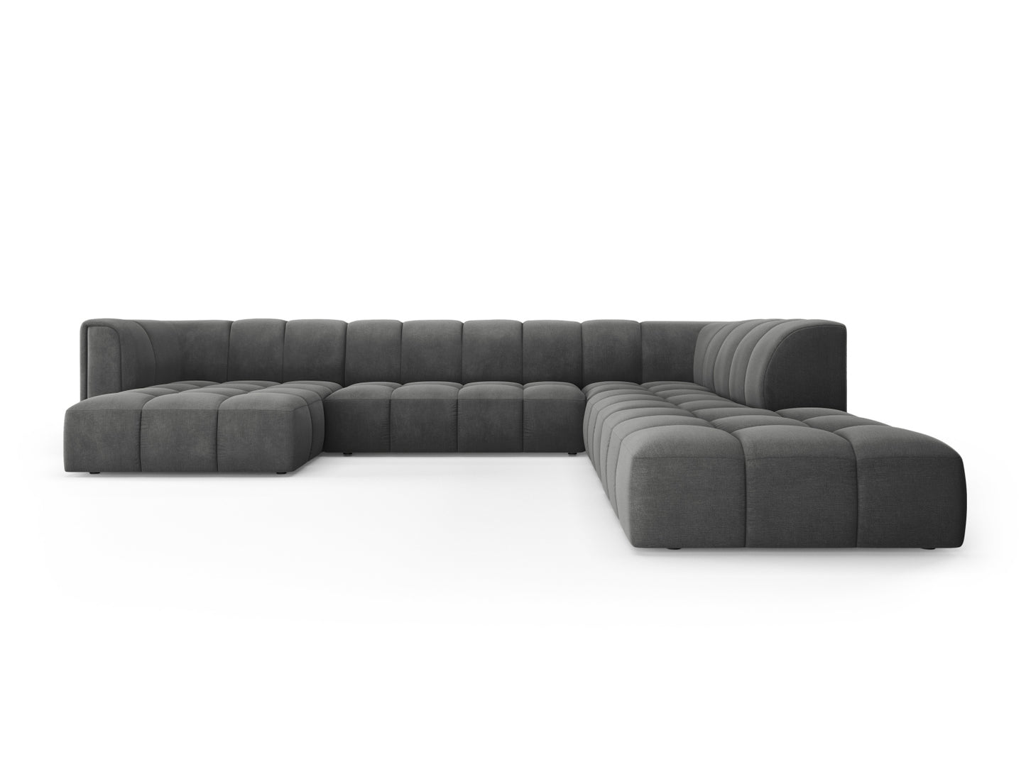 Moritz Modular Panoramic Corner Sofa, 7 Seats, 329x276 cm — Dark Grey / Right