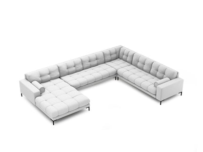 Bali Panoramic Corner Sofa, 7 Seats, 327x256 cm — Light Grey / Black Metal / Right