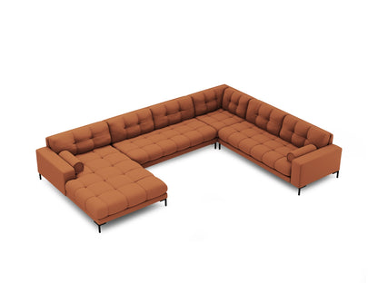 Bali Panoramic Corner Sofa, 7 Seats, 327x256 cm — Brick / Black Metal / Right