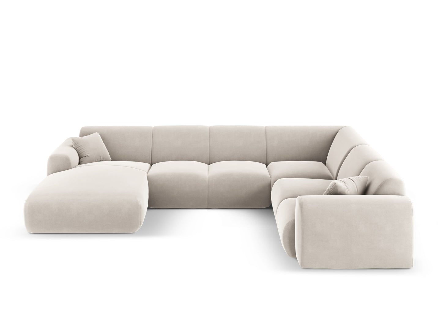 Nolio Panoramic Corner Sofa, 6 Seats, 342x252 cm — Light Beige / Right