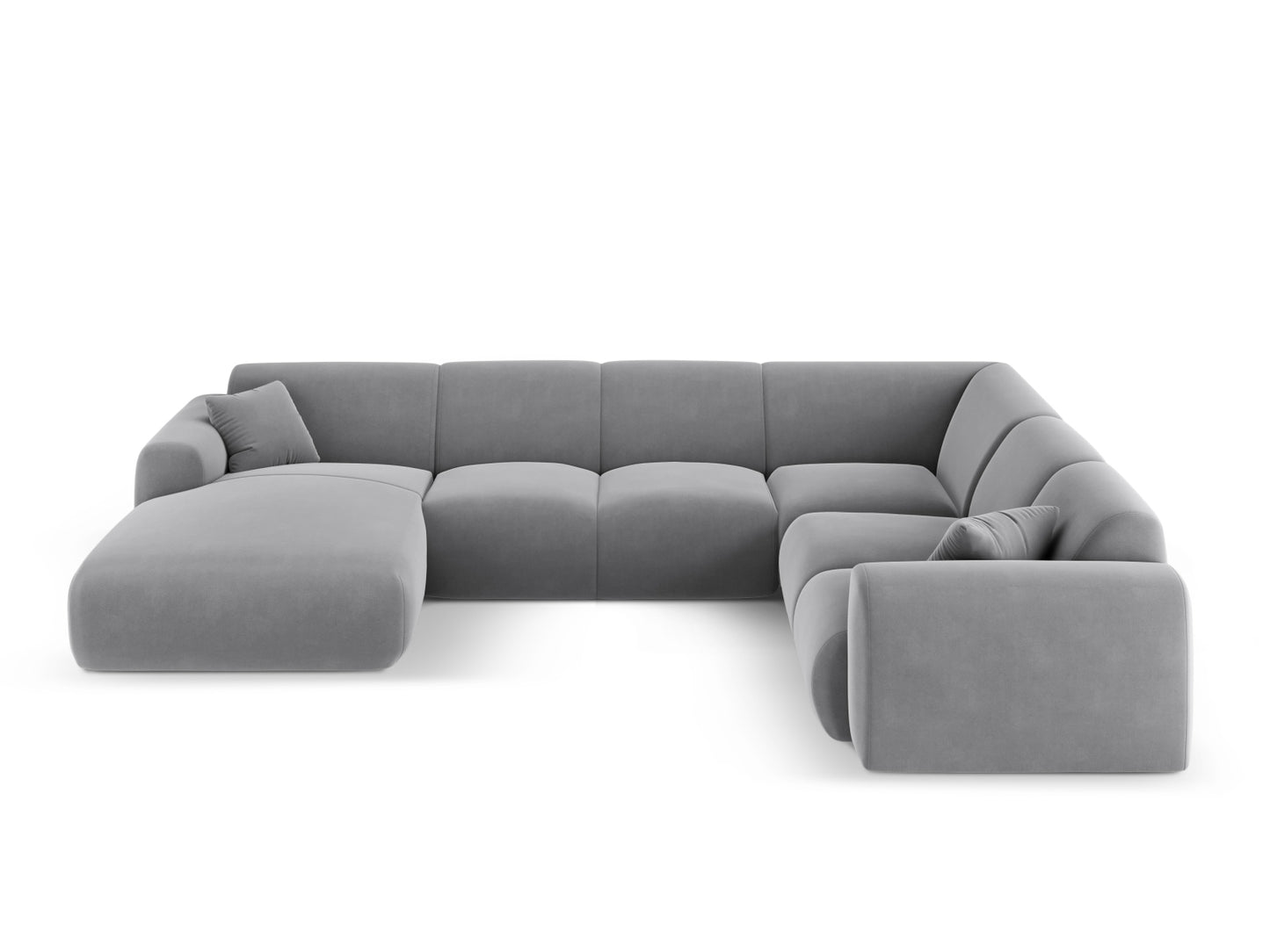 Nolio Panoramic Corner Sofa, 6 Seats, 342x252 cm — Light Grey / Right