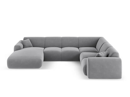Nolio Panoramic Corner Sofa, 6 Seats, 342x252 cm — Light Grey / Right