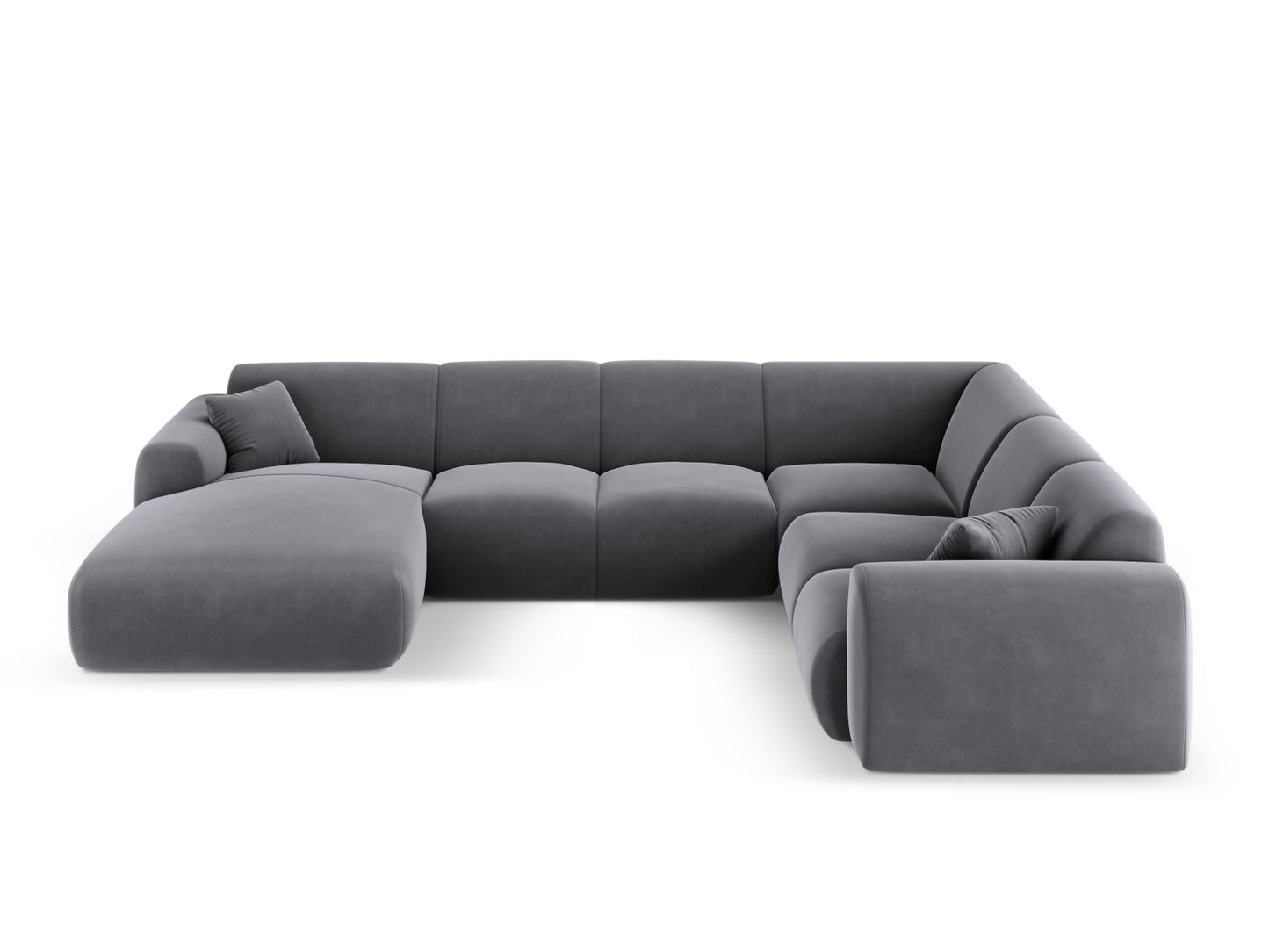 Nolio Panoramic Corner Sofa, 6 Seats, 342x252 cm — Dark Grey / Right