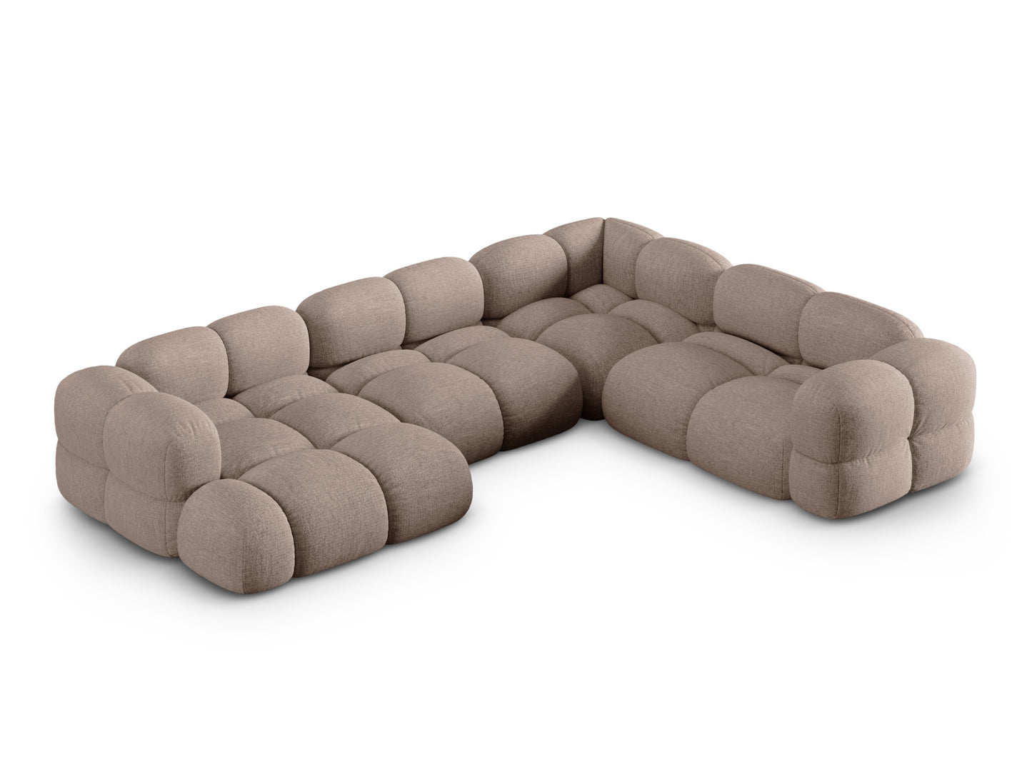 Loretto Panoramic Corner Sofa, 5 Seats, 345x250 cm — Cappuccino / Right