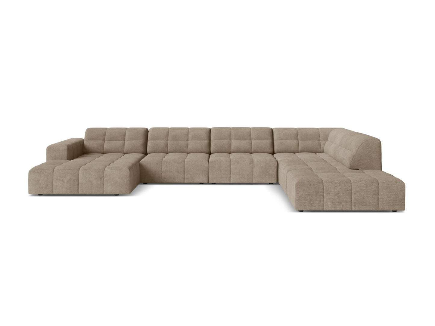 Chicago Panoramic Corner Sofa, 7 Seats, 375x263 cm — Dark Beige / Right