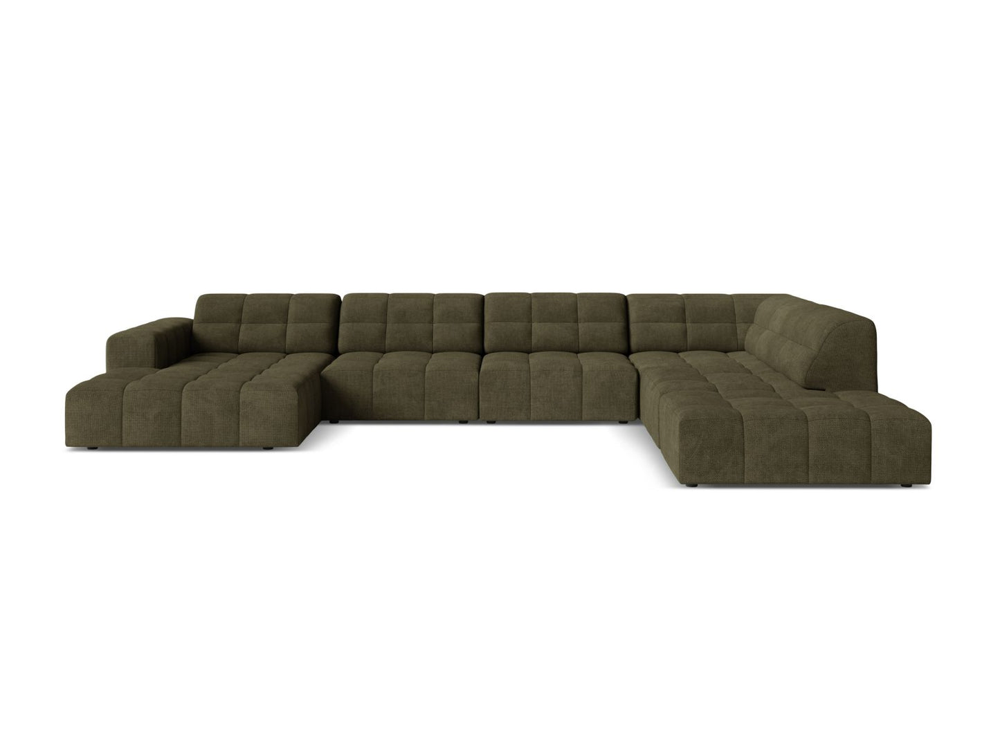 Chicago Panoramic Corner Sofa, 7 Seats, 375x263 cm — Green / Right