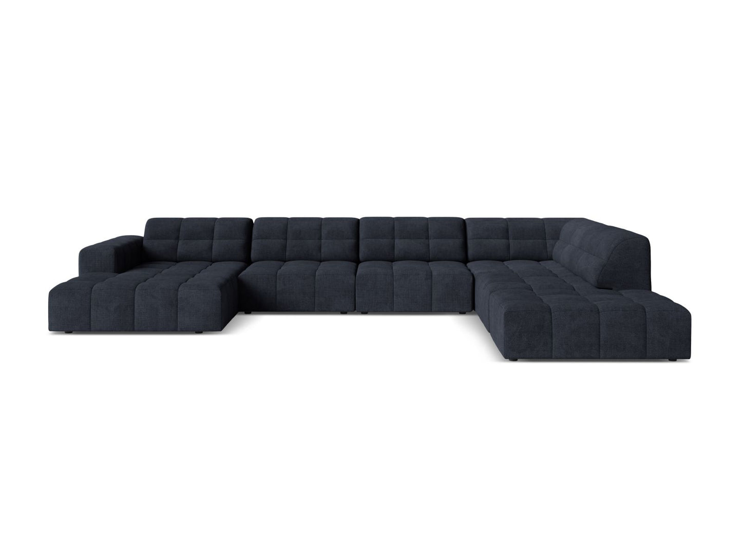 Chicago Panoramic Corner Sofa, 7 Seats, 375x263 cm — Navy Blue / Right