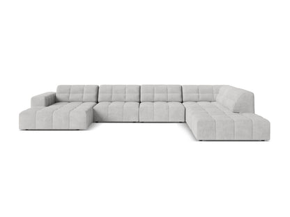 Chicago Panoramic Corner Sofa, 7 Seats, 375x263 cm — Silver / Right