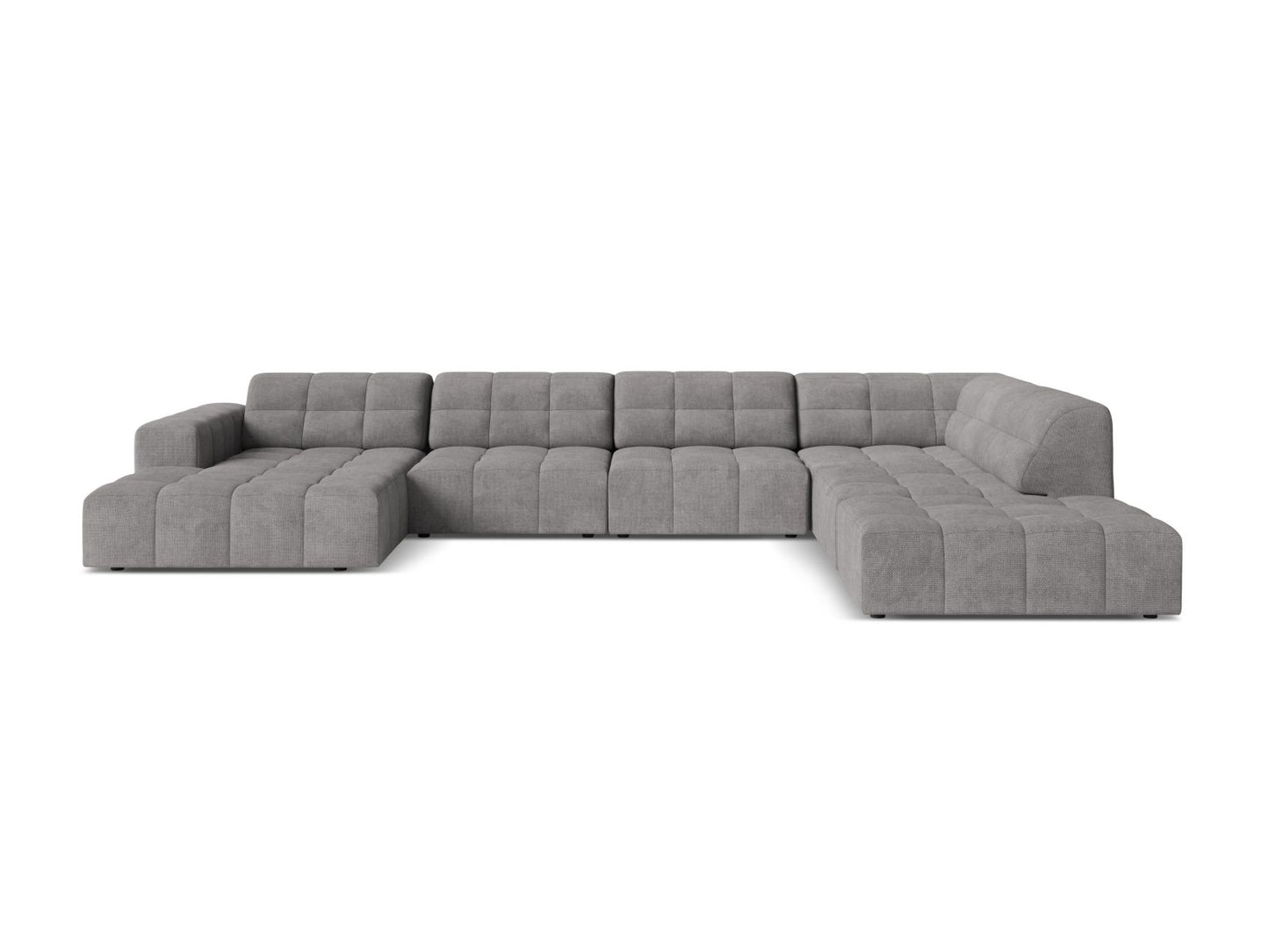 Chicago Panoramic Corner Sofa, 7 Seats, 375x263 cm — Light Grey / Right