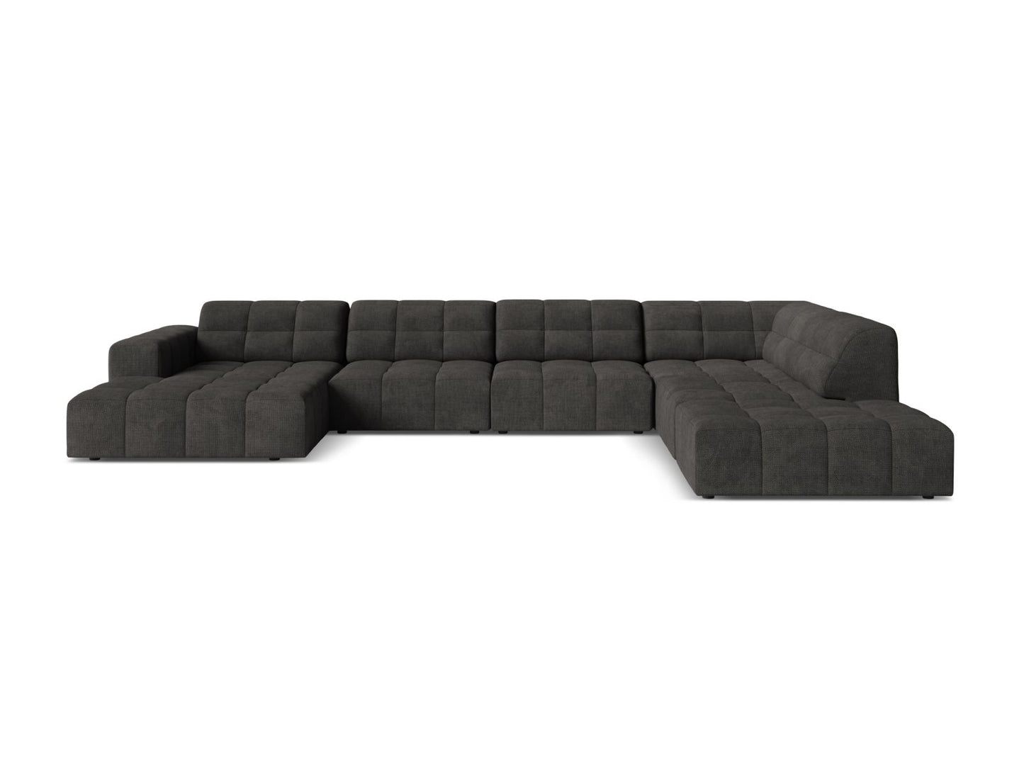 Chicago Panoramic Corner Sofa, 7 Seats, 375x263 cm — Dark Grey / Right