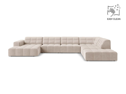 Chicago Panoramic Corner Sofa, 7 Seats, 375x263 cm — Light Beige / Right