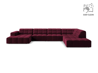 Chicago Panoramic Corner Sofa, 7 Seats, 375x263 cm — Burgundy / Right