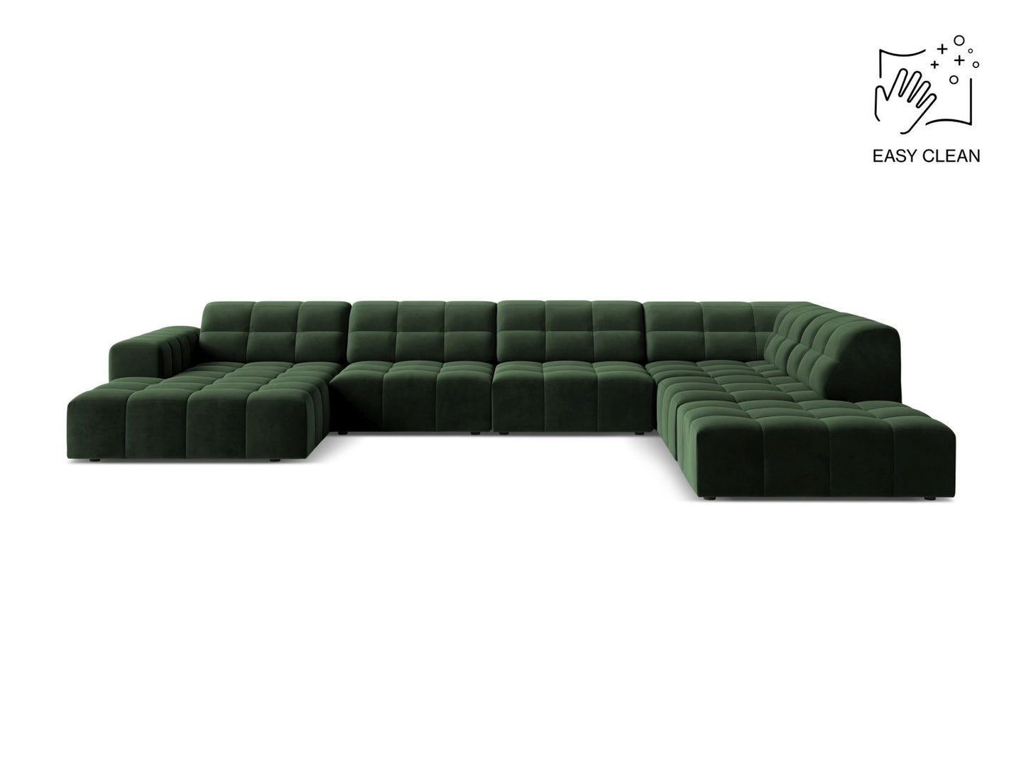 Chicago Panoramic Corner Sofa, 7 Seats, 375x263 cm — Bottle Green / Right
