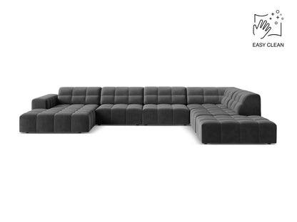 Chicago Panoramic Corner Sofa, 7 Seats, 375x263 cm — Grey / Right