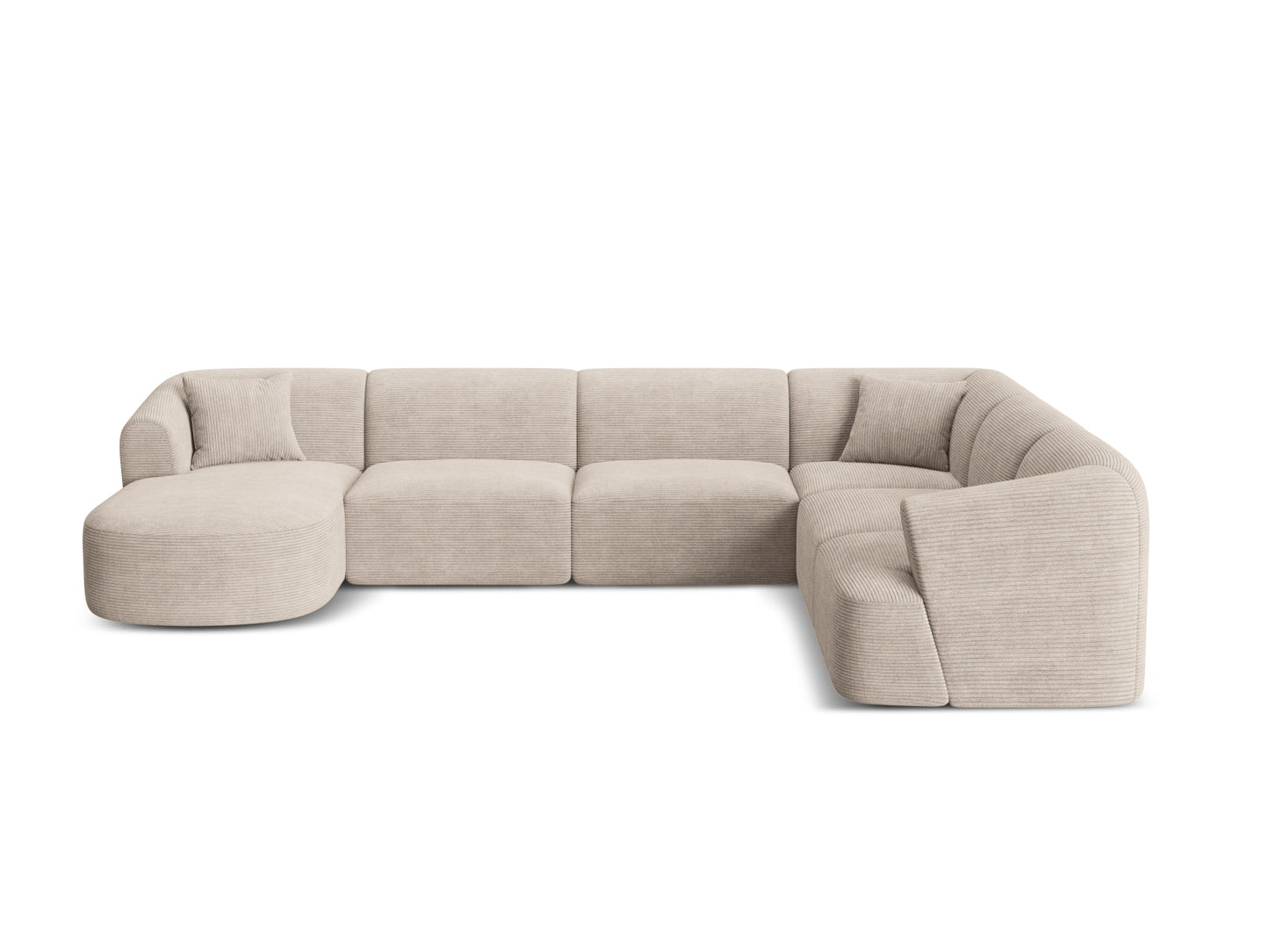 Campi Modular Panoramic Corner Sofa, 7 Seats, 330x255 cm — Cappuccino / Right