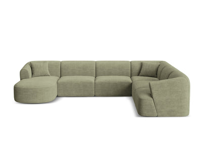 Campi Modular Panoramic Corner Sofa, 7 Seats, 330x255 cm — Moss Green / Right