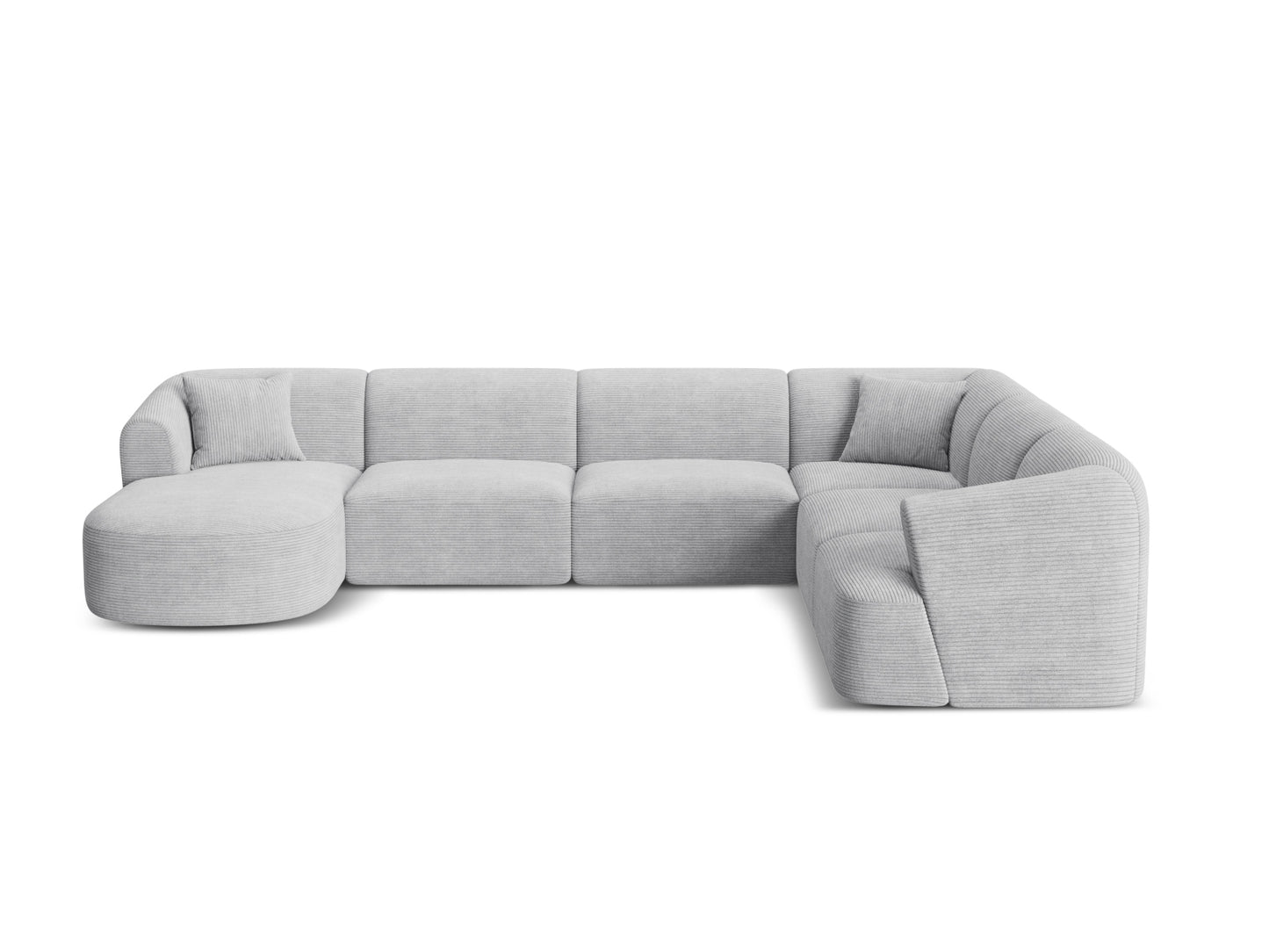 Campi Modular Panoramic Corner Sofa, 7 Seats, 330x255 cm — Silver / Right