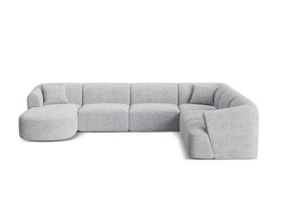 Campi Modular Panoramic Corner Sofa, 7 Seats, 330x255 cm — Silver / Right