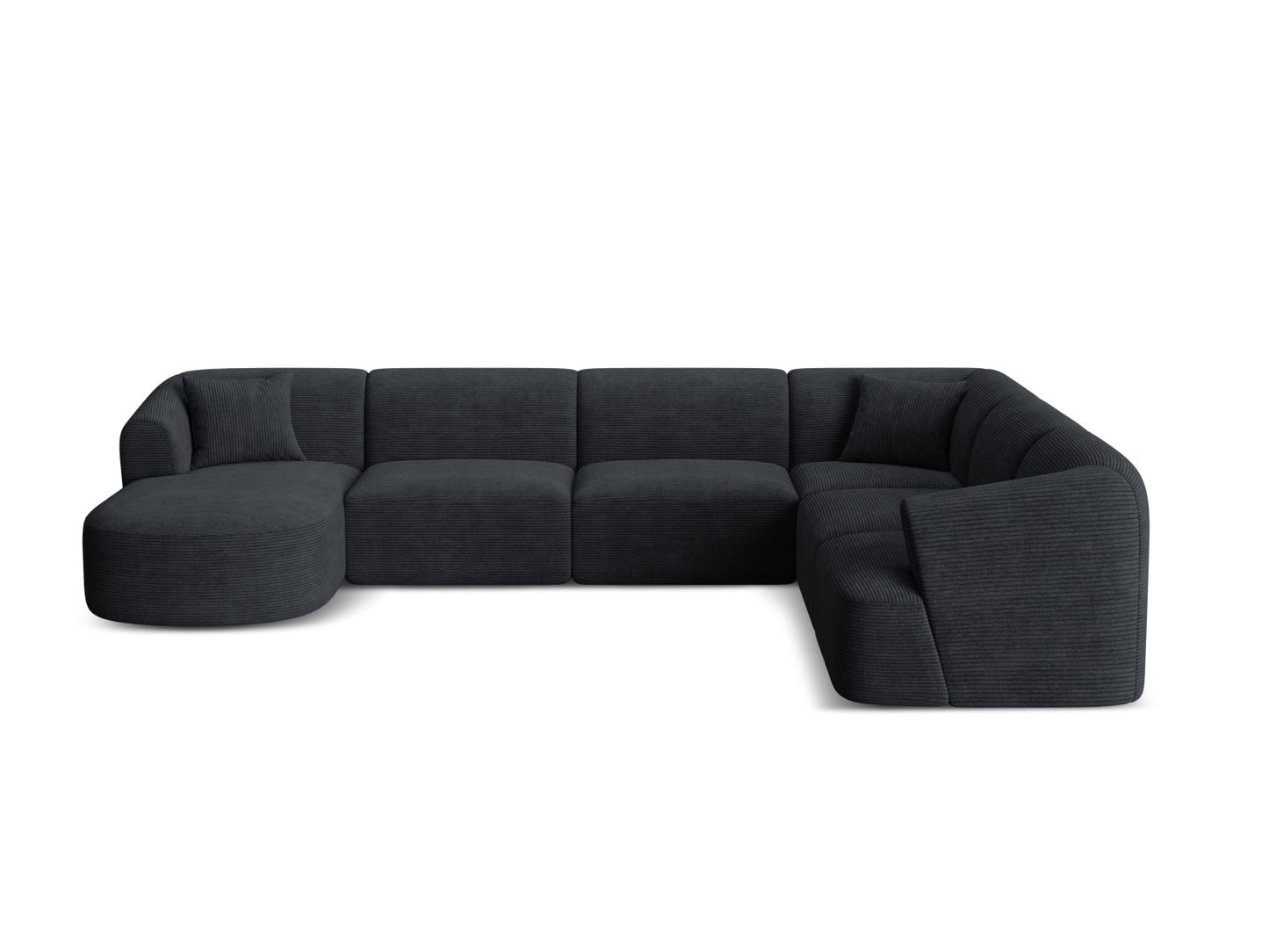 Campi Modular Panoramic Corner Sofa, 7 Seats, 330x255 cm — Black / Right