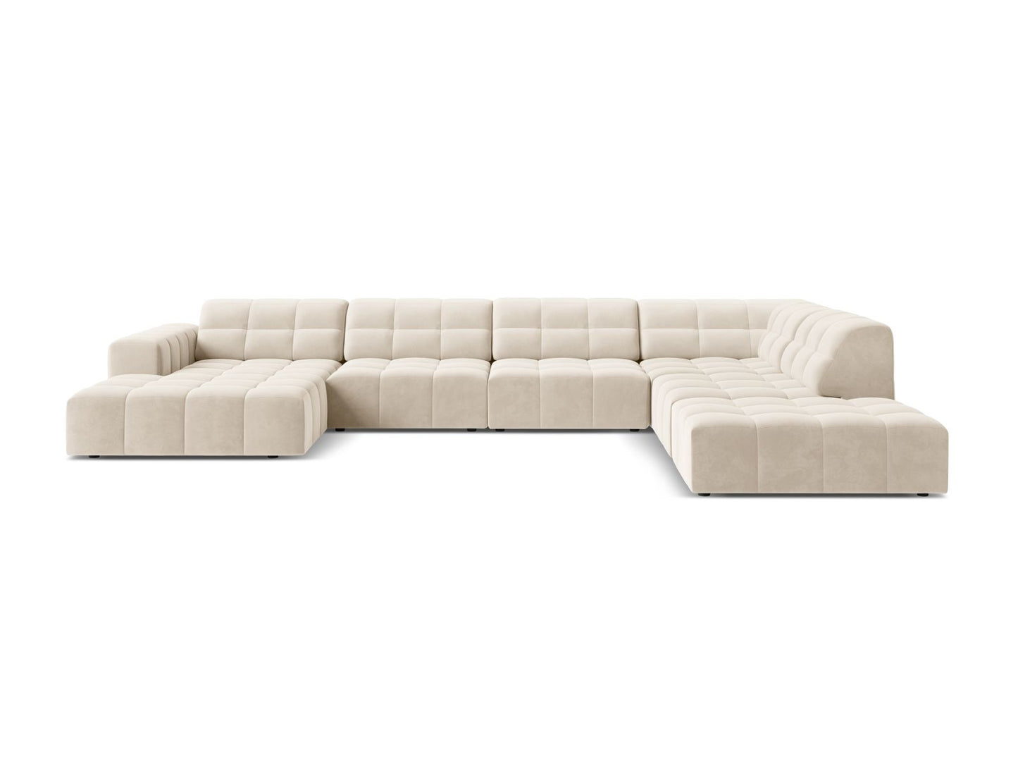 Chicago Panoramic Corner Sofa, 7 Seats, 375x263 cm — Light Beige / Right