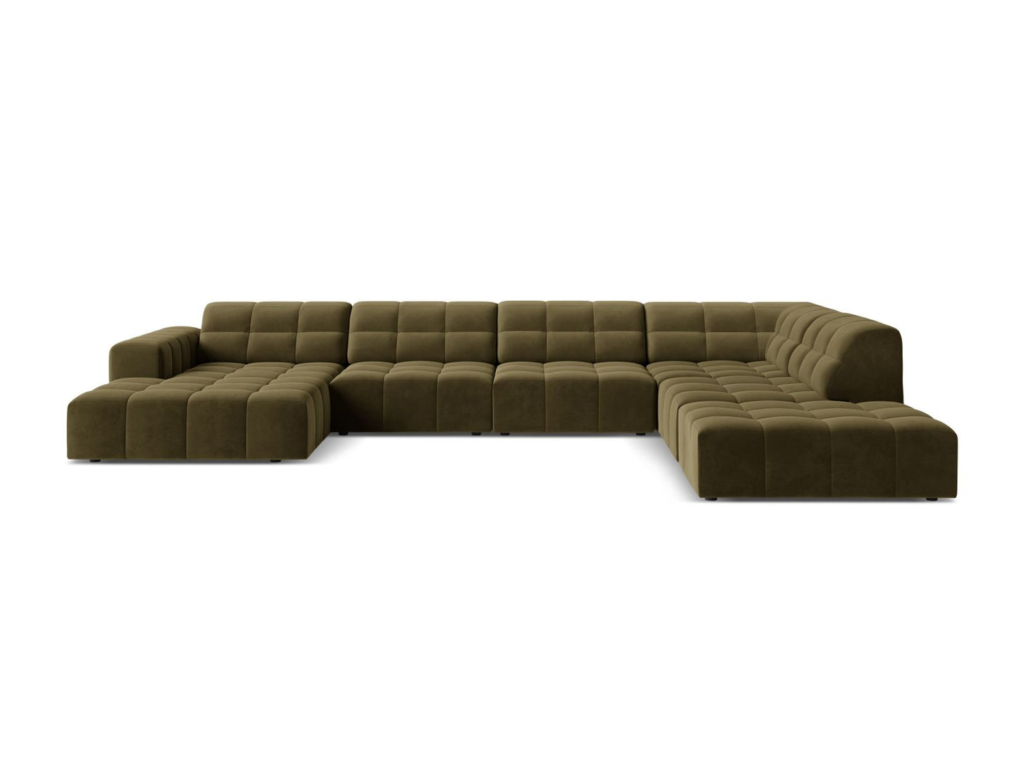 Chicago Panoramic Corner Sofa, 7 Seats, 375x263 cm — Green / Right