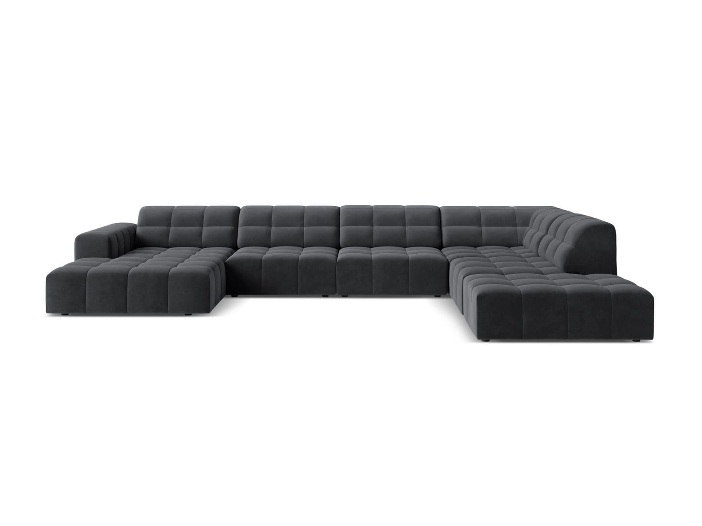 Chicago Panoramic Corner Sofa, 7 Seats, 375x263 cm — Grey / Right