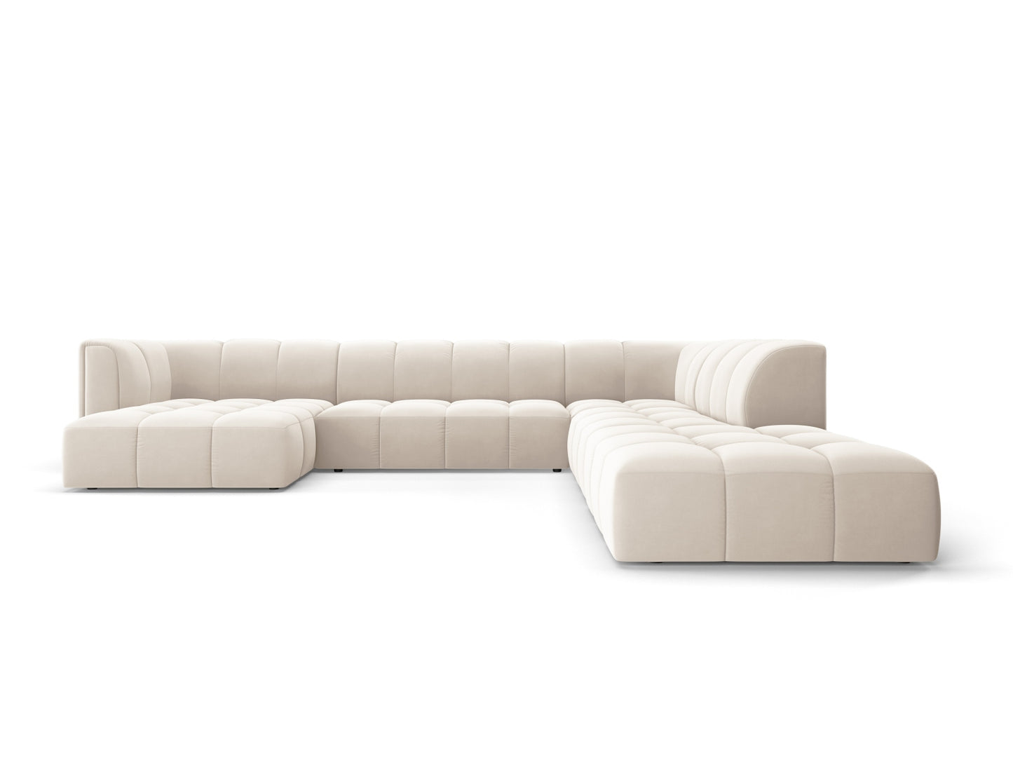 Moritz Modular Panoramic Corner Sofa, 7 Seats, 329x276 cm — Light Beige / Right