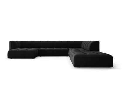 Moritz Modular Panoramic Corner Sofa, 7 Seats, 329x276 cm — Black / Right