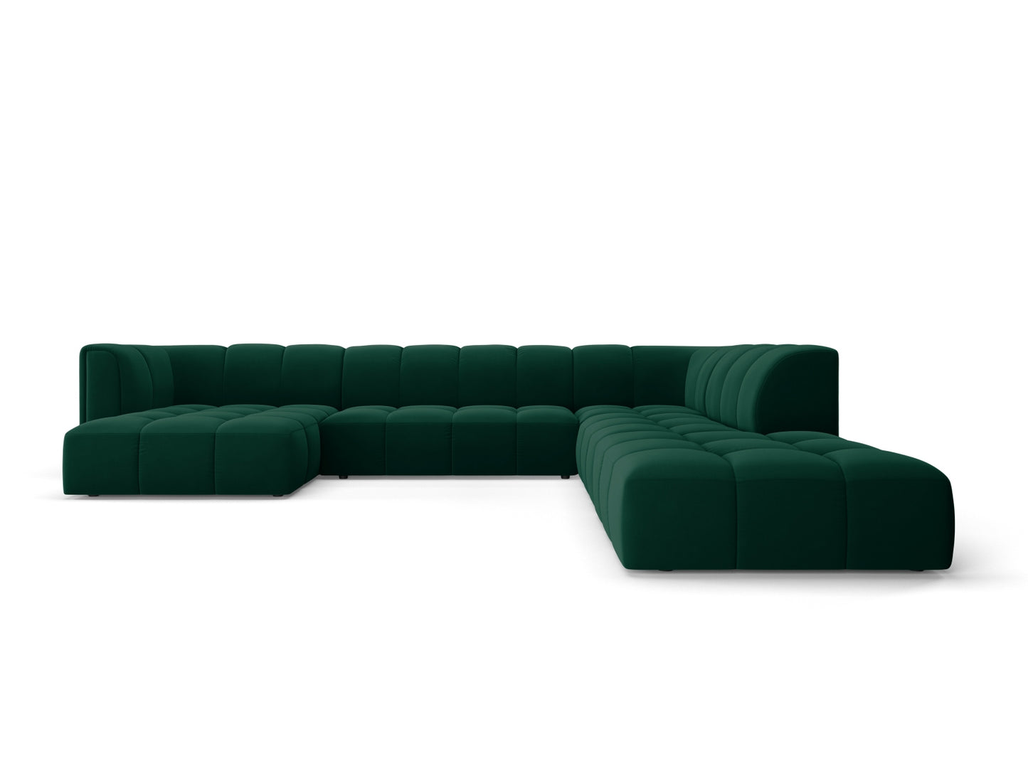 Moritz Modular Panoramic Corner Sofa, 7 Seats, 329x276 cm — Bottle Green / Right