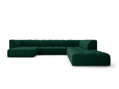 Moritz Modular Panoramic Corner Sofa, 7 Seats, 329x276 cm — Bottle Green / Right