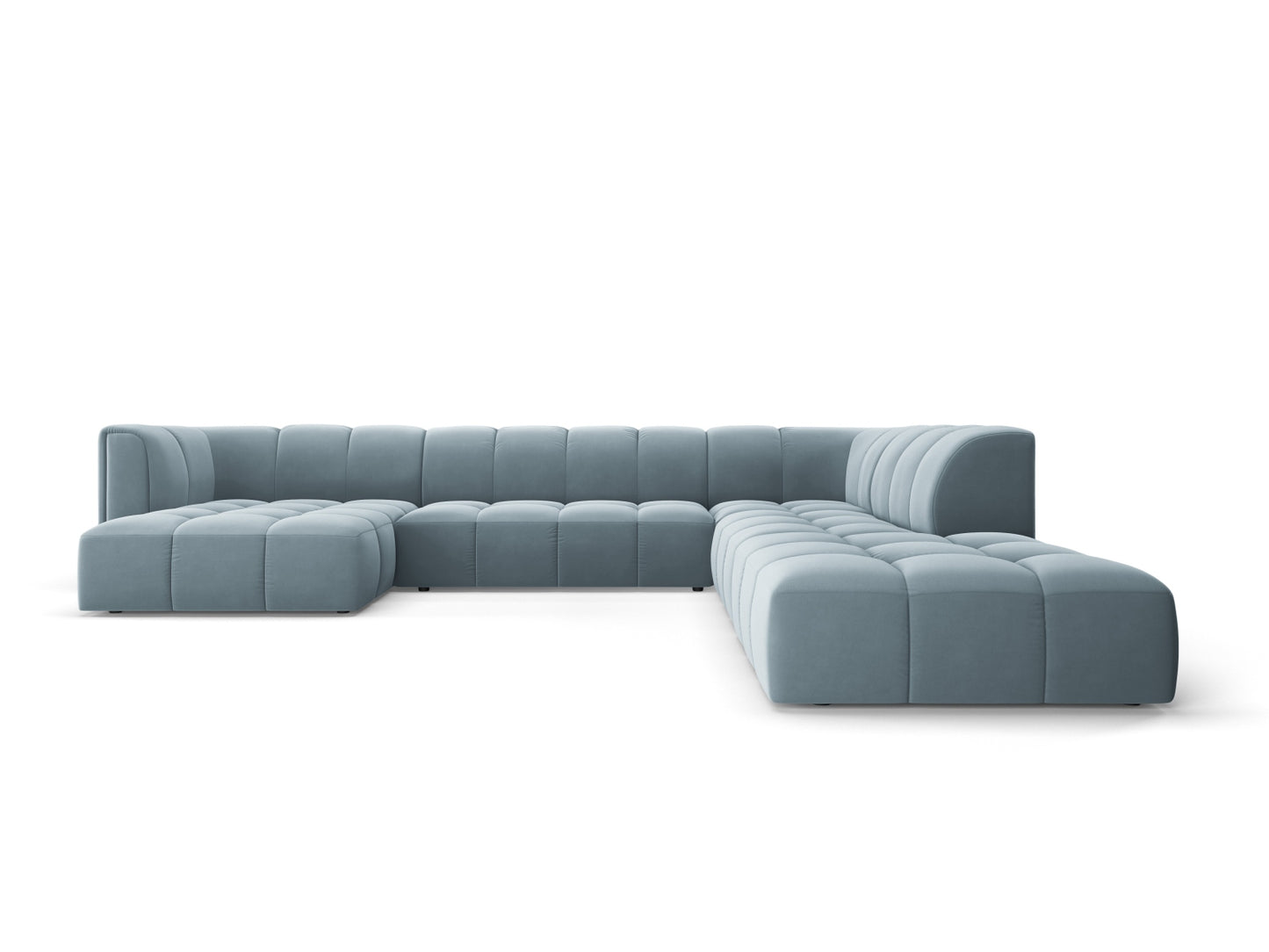 Moritz Modular Panoramic Corner Sofa, 7 Seats, 329x276 cm — Light Blue / Right